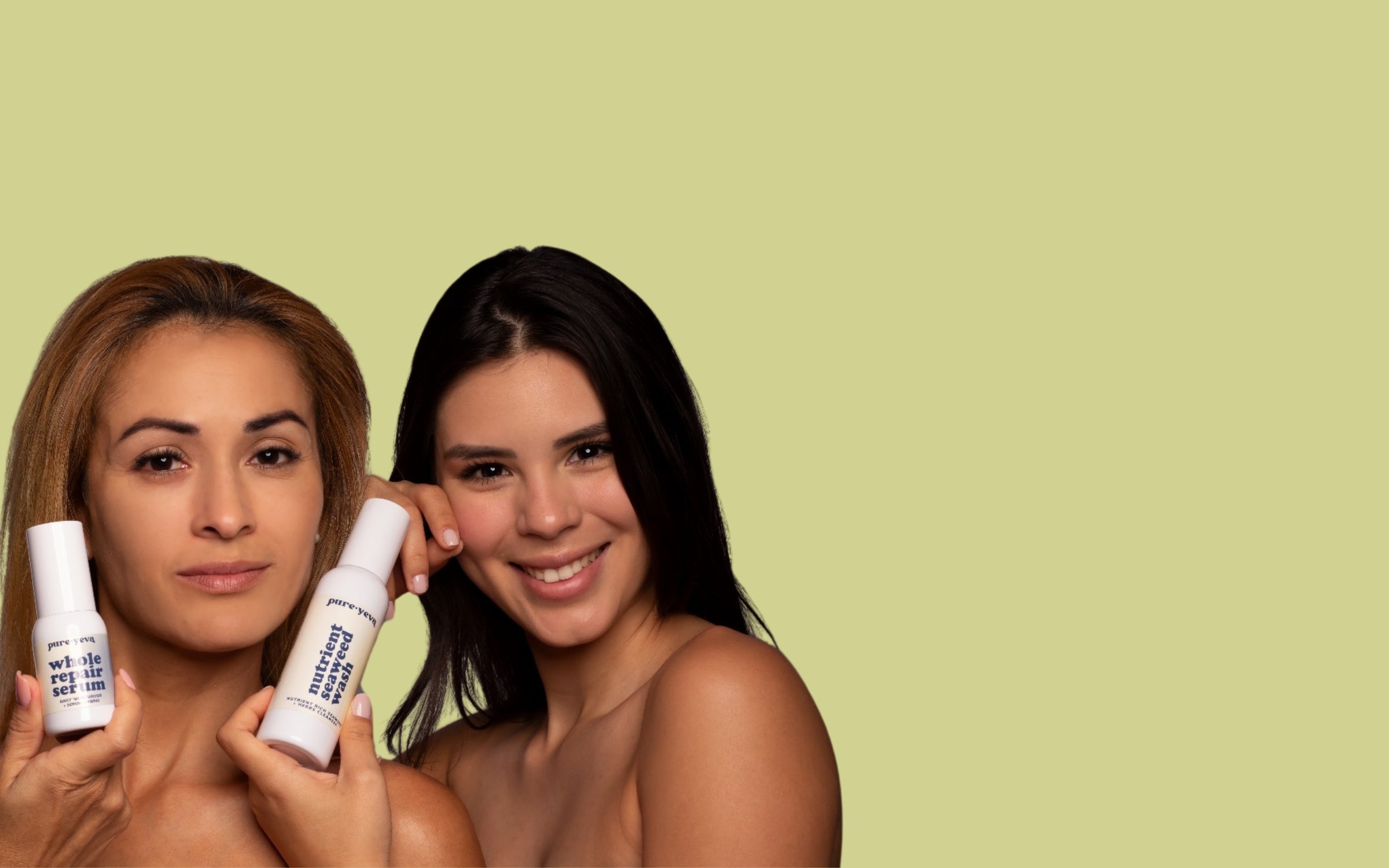 Two women satisfied with Pure Yeva 100% natural, non-toxic & cruelty-free skincare products